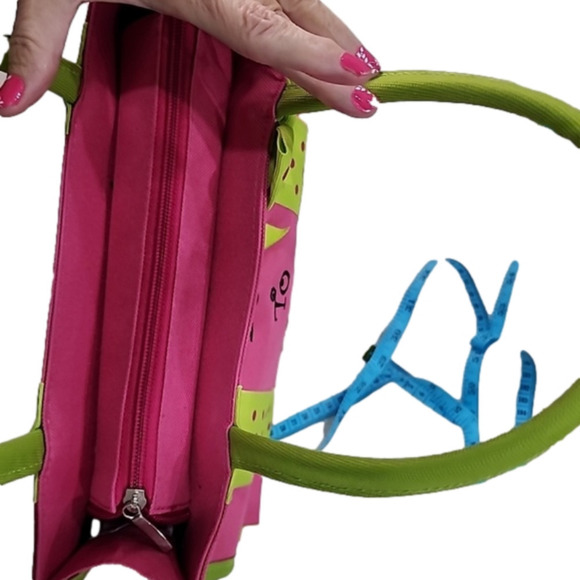 Mww Market Nwot Pink/Lime Green Small Bag, "Born to Shop" - Picture 6 of 6